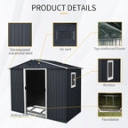 4x8 FT Outdoor Storage Shed, Metal Garden Shed - Image 3