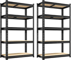 REIBII Set of 2 Storage Shelves 5 Tier Garage Shelving Heavy Duty Metal by REIBII