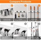 Mop and Broom Holder Wall Mount, Upgraded Broom Organizer Wall Mount, Stainless - Image 4