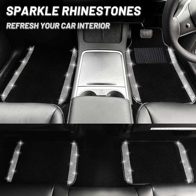 NBTEPEM Bling Car Floor Mats Full Set, Universal Fit Most Cars - Image 4