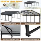 EBE 20' x 20' Outdoor Carport, Heavy Duty Metal Carports - Image 3