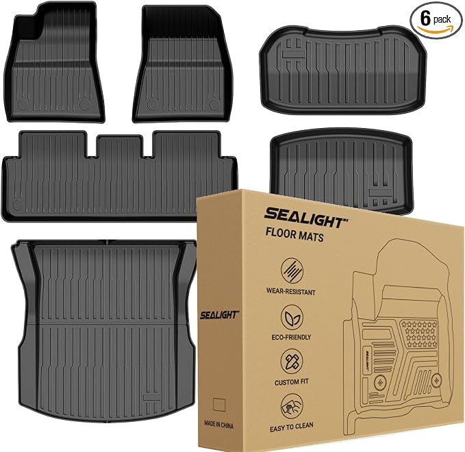 2024 2025 Tesla Model 3 Floor Mats All Weather Full Set Made by SEALIGHT- by SEALIGHT