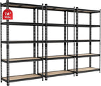 3 Pack 5 Tier Garage Shelving Unit, Adjustable Garage Storage Utility Rack by Unknown