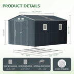 10X12X7.5 FT Outdoor Steel Storage Shed - Image 5