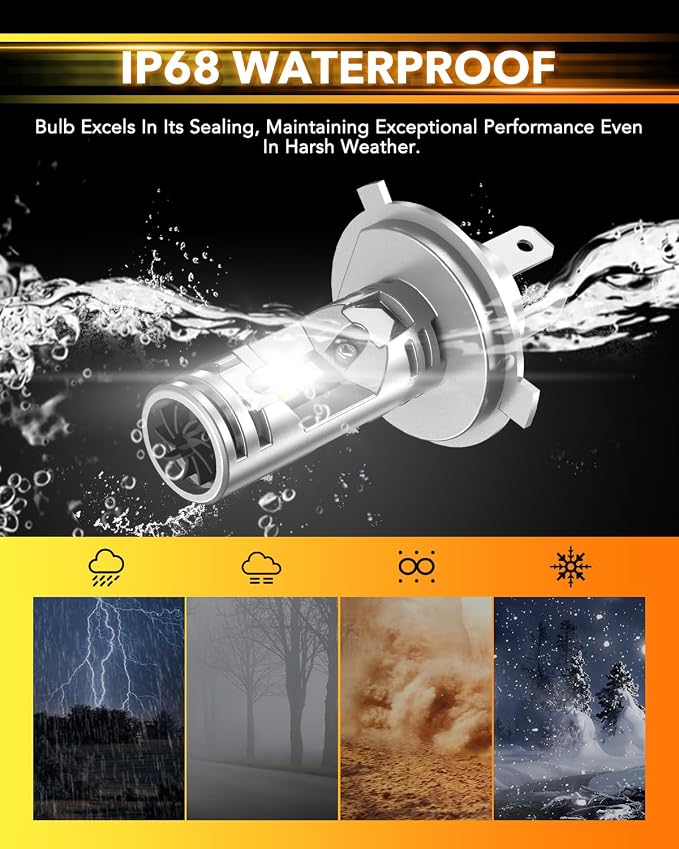 OXILAM H4 9003 LED Upgrade Bulbs, 36000LM 6500K White, 800% Brighter, Built-in - Image 7