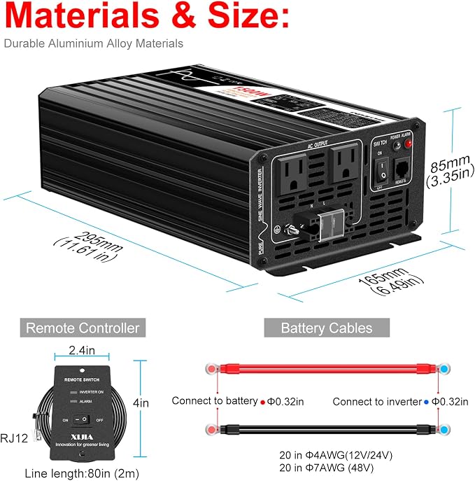 Xijia 1500W 48v to 120v Pure sine Wave 60HZ Solar Inverter - Image 6
