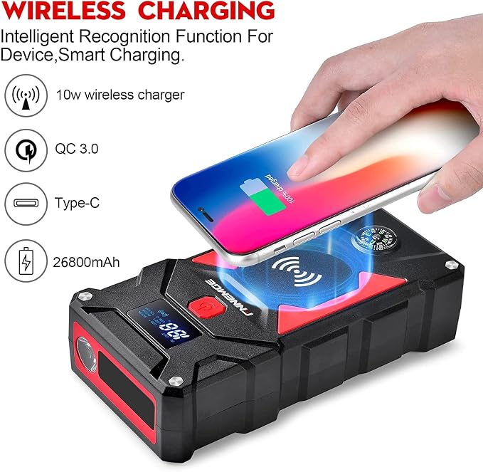 Car Jump Starter, 6000A Peak 26800mAh 12V Car Battery Starter, - Image 2