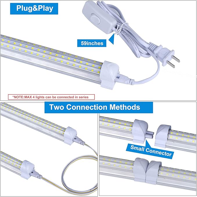 4FT LED Shop Light, 65W 5000K Daylight White 7500LM Super Bright T8 Integrated - Image 5