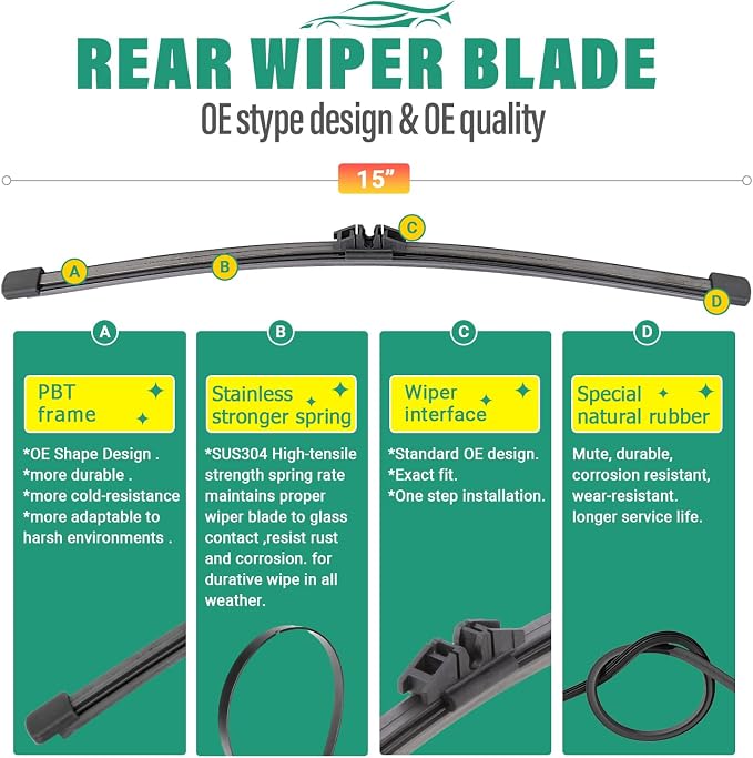 28" 28" 15" Windshield Wiper Blades Replacement - Image 4