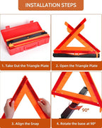 Noone Safety Triangles DOT Approved, 3 Pack Foldable Warning Reflective - Image 5