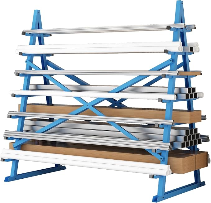 Horizontal Lumber Storage Rack, Heavy Duty 2000 LBS, 60” W x 66” H x 40” D by Hymula
