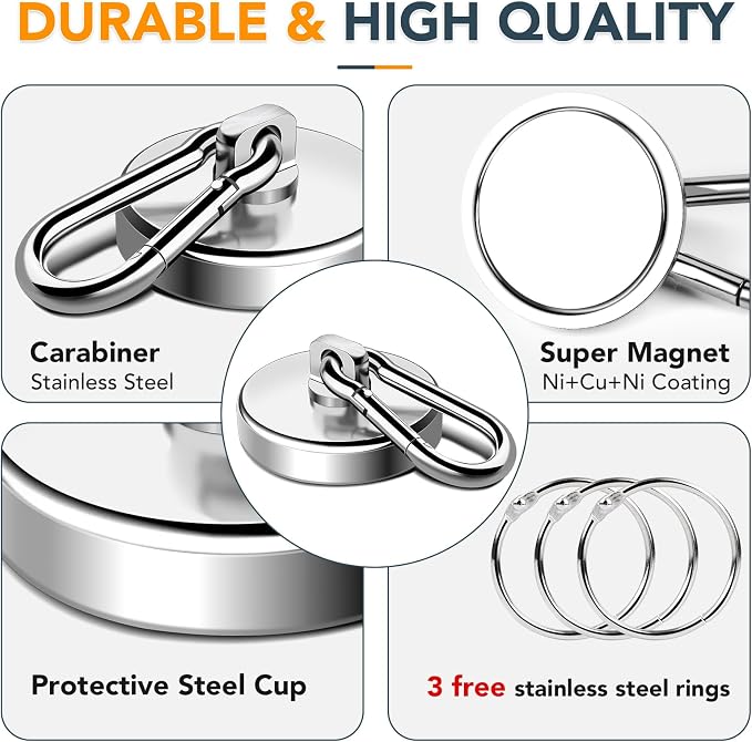 MIKEDE Strong Magnetic Hooks, Heavy Duty 110LBS+ Swivel Neodymium Magnets - Image 3