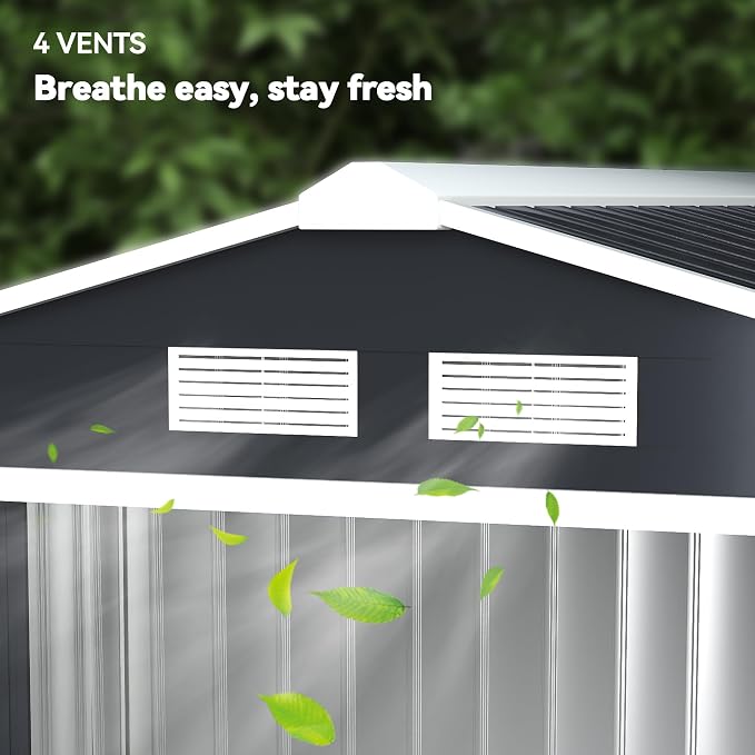 Outsunny 7' x 4' Outdoor Storage Shed, Garden Tool Metal Shed - Image 8