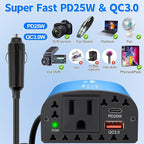 150W Car Power Inverter DC 12V to 110V AC Car Plug Outlet Adapter - Image 3