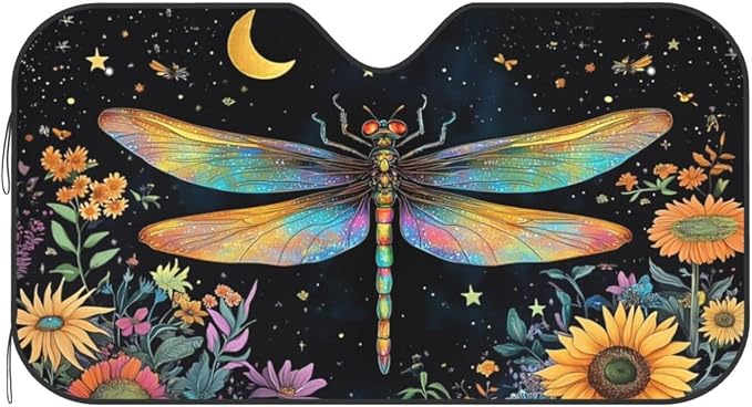 Floral Dragonfly Car Sun Shade Windshield Sunshade Foldable Front Window Shield - Image 8