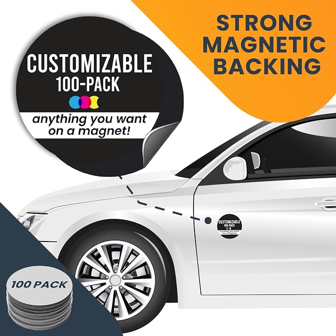 Magnet Me Up Customizable 30 Mil Round Magnet- 5”, 100 PK Weatherproof Car - Image 2
