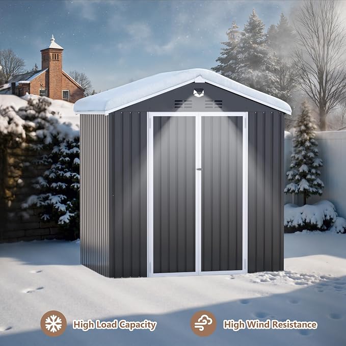 8X6 FT Outdoor Storage Shed, Metal Garden Shed - Image 5