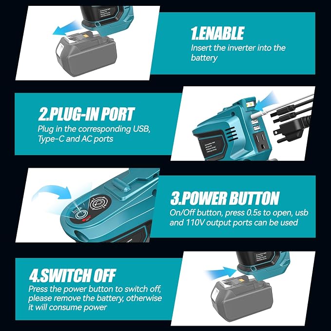 Power Inverter for Makita 18V Battery: Ecarke Portable Power Supply Inverter - Image 5