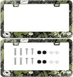 Sage Green Floral License Plate Frame Plant Flowers Stainless Steel License by TXWWXT