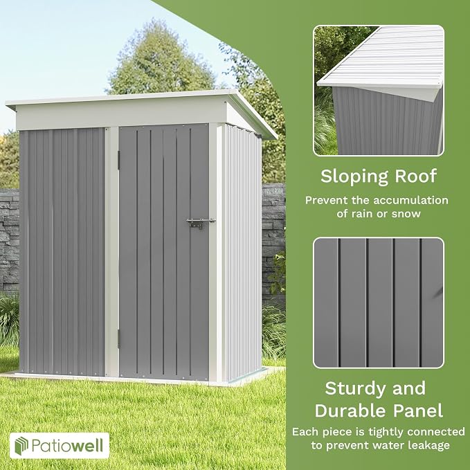 Patiowell 5x3 FT Outdoor Storage Shed, Garden Tool Shed - Image 3
