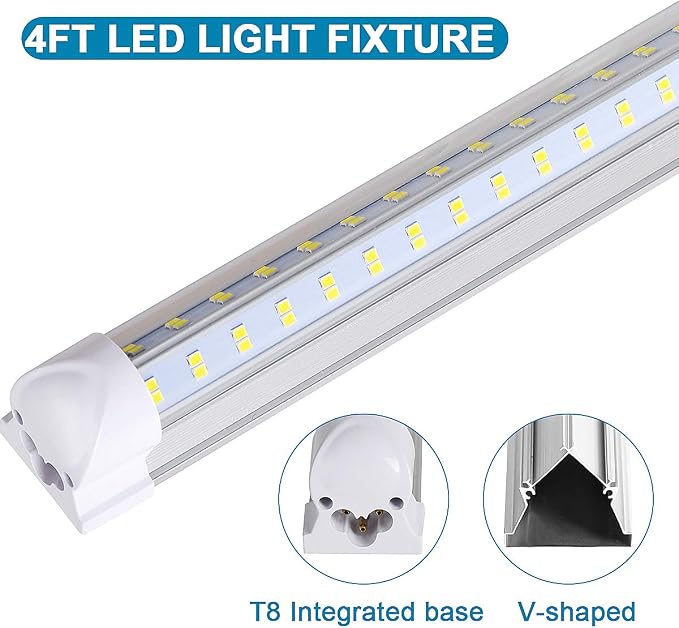 LED Shop Light Fixture, 60W 7500LM, 6000K Cold White, 4 Foot T8 Integrated LED - Image 2