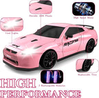 RC Drift Car, 1/24 Pink Remote Control Car - Image 3