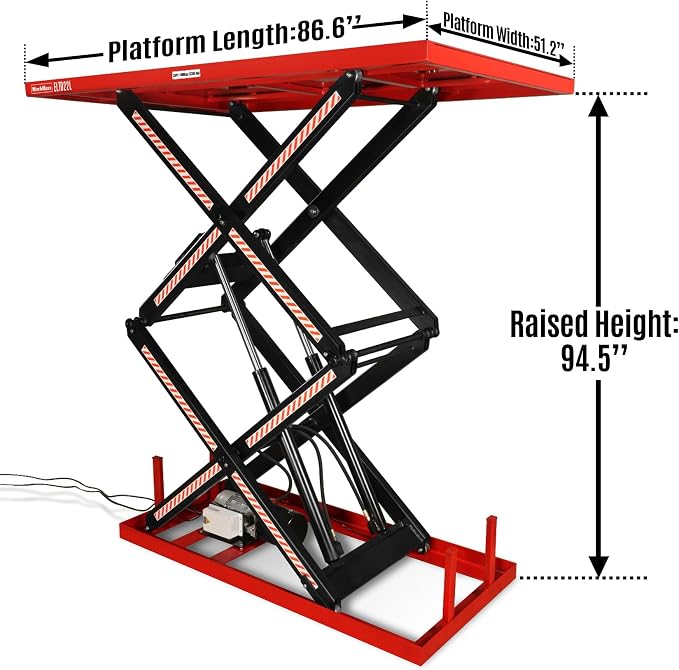 2200 lbs Capacity Stationary Powered Hydraulic Double Scissor Lift Table - Image 2