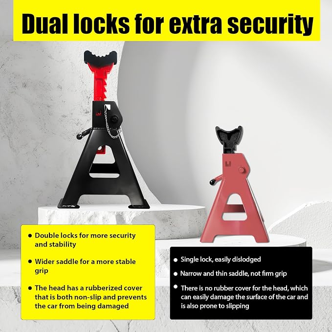 Jack Stands 3 Ton with Double Pin Locking, Car Jack Stand 11.22"-16.54" - Image 6