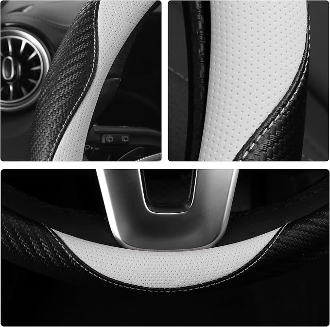 Car Steering Wheel Covers for Women Girl Padded Carbon Fiber PU Leather Cute - Image 6