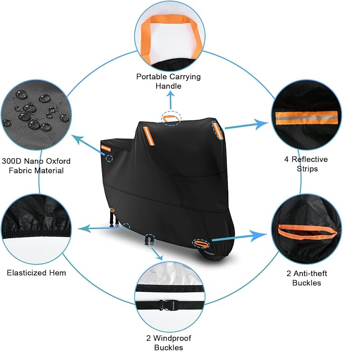 Motor Bike Cover Waterproof Outdoor, Motorbike Scooter Moped Cover Sun Rain - Image 3