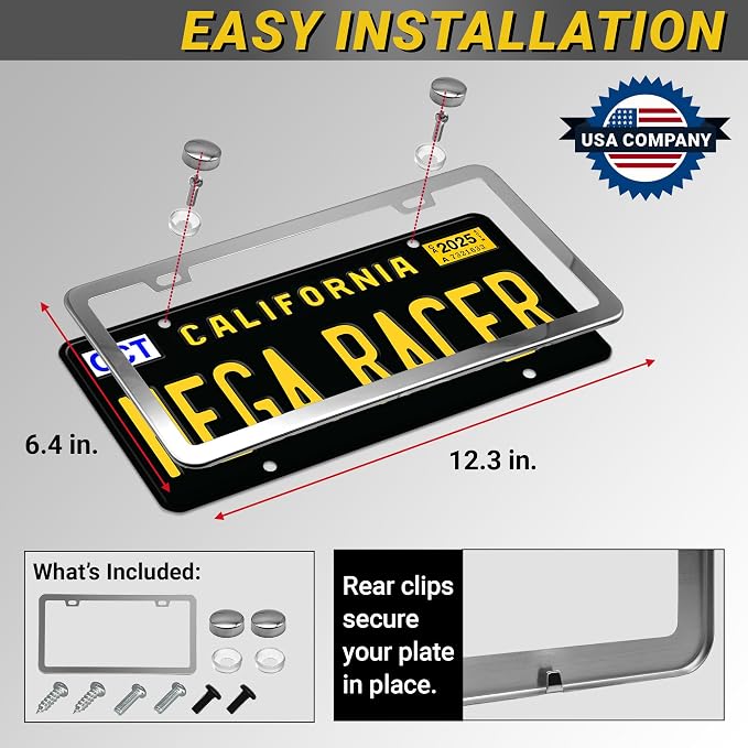 Premium Slim Polished Mirror Chrome License Plate Frame – 1 Pack, Rust-Free - Image 7