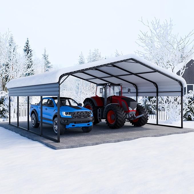 EBE 20' x 20' Outdoor Carport, Heavy Duty Metal Carports - Image 7
