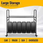Tire Rack, Adjustable Height Metal Rolling Storage Rack 60" x 59" x 21" - Image 3