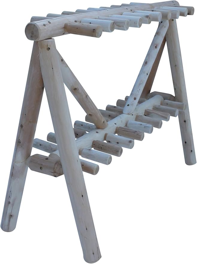 21-Place Freestanding Log Ski Rack Holder, Indoor & Outdoor Snowboard Racks - Image 9