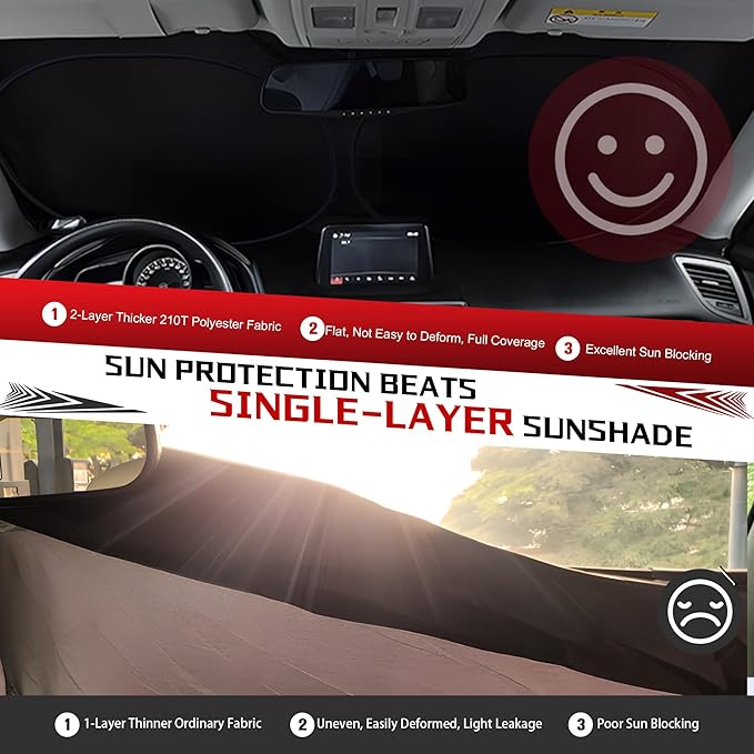 Windshield Sun Shade for 2014-2018 Che-vrolet/Chevy Silverado 1500 Foldable Sun - Image 5