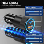 Car Charger USB C 3-Pack, Ancekoy 38W Dual Port PD + QC 3.0 Car Charger Adapter - Image 3