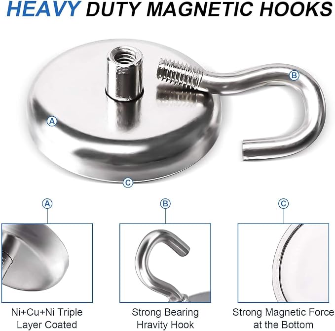 LOVIMAG 100LBS Heavy Duty Magnetic Hooks, Strong Neodymium Magnet Hooks - Image 2