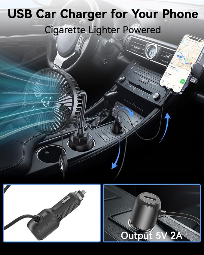 12V Car fan, 3-Speed Portable Vehicle Fan - Image 4