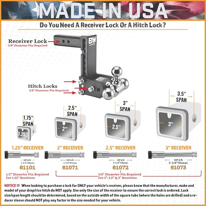 61101 | Receiver Lock for 1.25" Receiver - Image 3