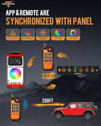 Auxbeam 6 Gang Slim Switch Panel Bluetooth RGB AS-600 - Image 2