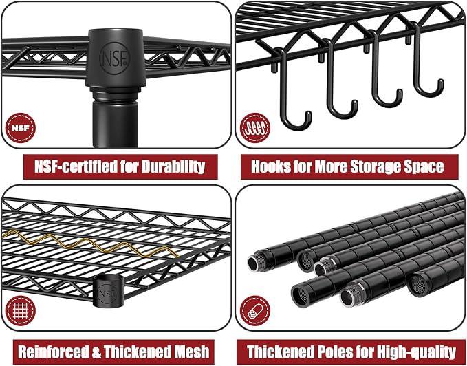 PrimeZone 3 Packs 55.5" W x 24" D x 80" H Heavy Duty Wire Storage Shelves - Image 4