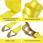 4 Pack 2 Inch Ratchet Straps Heavy Duty 20ft Tie Down Straps Ratchet - Image 3