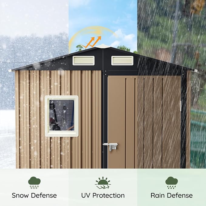 6x4 FT Outdoor Metal Storage Shed, Single Door, 1 Clear Window, Tool Shed - Image 6