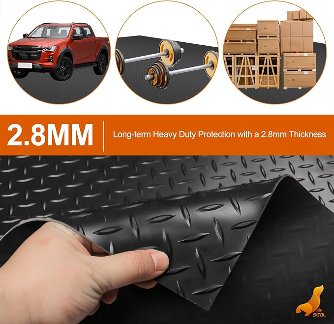 SEAL 6 x 8 Ft Premium Garage Floor Mat, Solid 2.8mm Thickened Black Commercial - Image 2