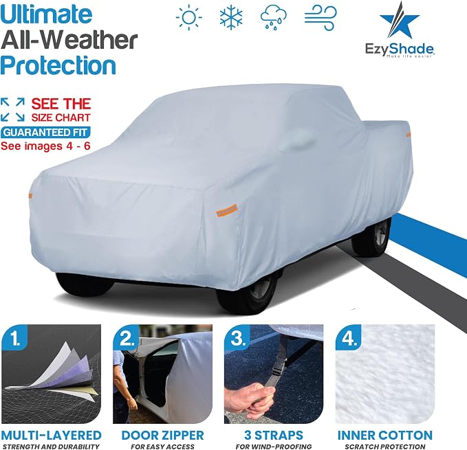 EzyShade 10-Layer Truck Cover Waterproof All Weather. See Vehicle Size-Chart - Image 2
