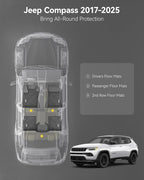 3W Floor Mats Fit for 2017-2025 Jeep Compass, TPE All Weather Custom Fit First - Image 2