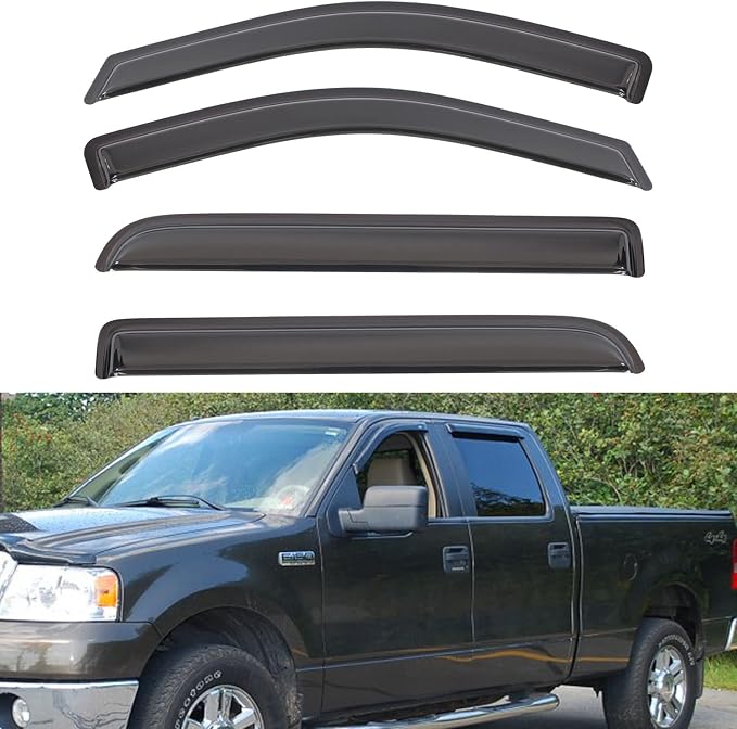 Set of 4 Front+Rear Smoke Sun/Rain Guard Outside Mount Tape-On Acrylic Window by LQQDP