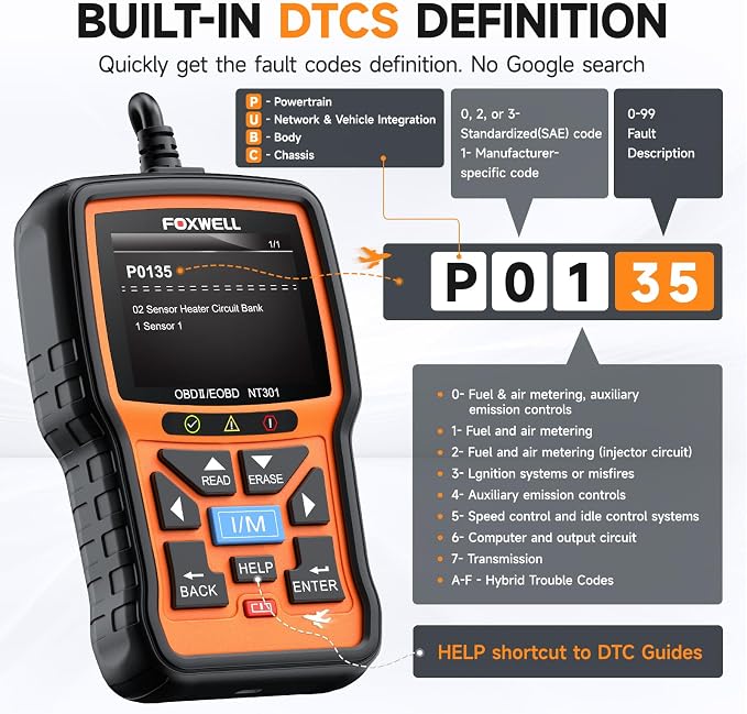 FOXWELL NT301 OBD2 Scanner Graphing Live Data Diagnostic Code Reader - Image 6