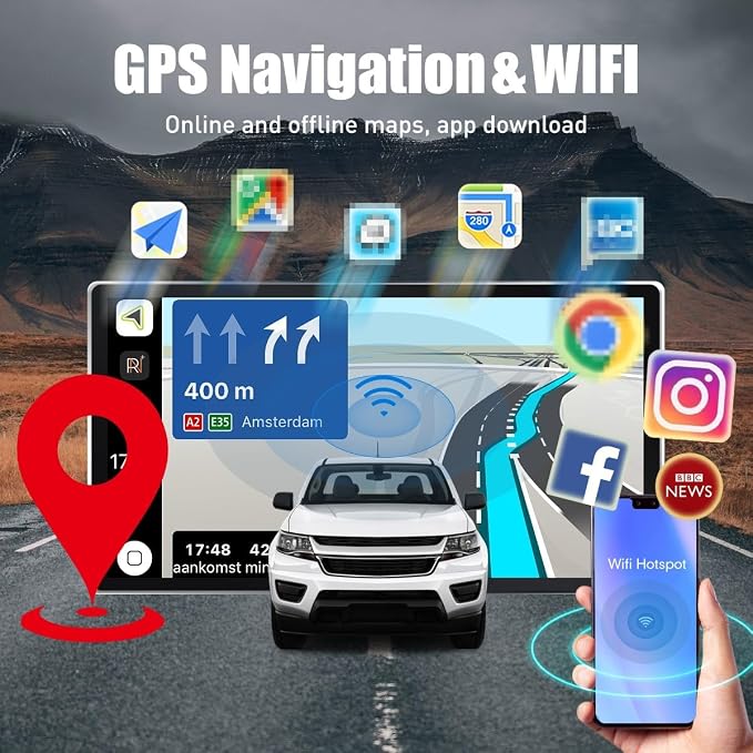 Kunfine Tesla Style Car CarPlay Android Auto Navigation Stereo GPS Radio - Image 3