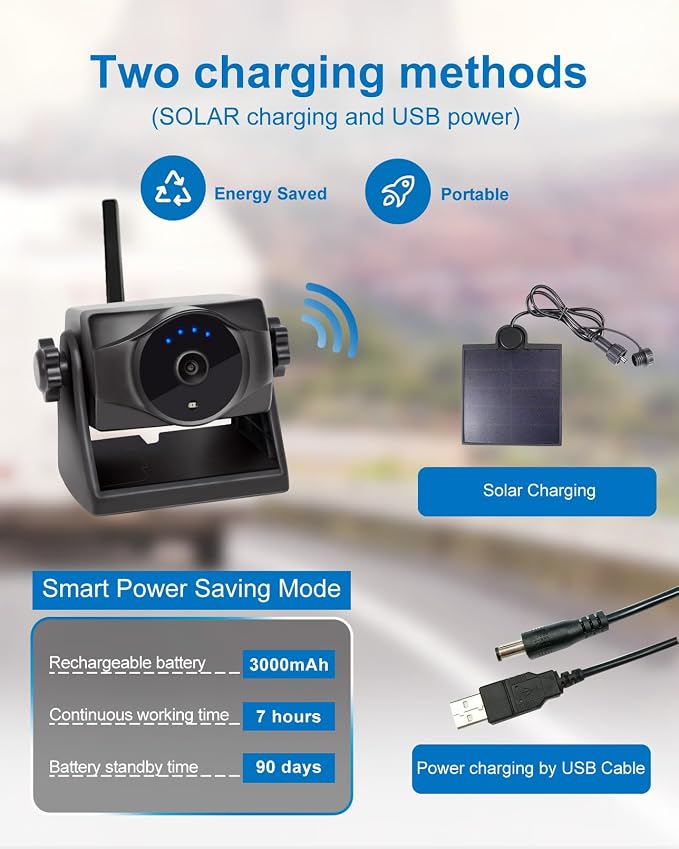 1080P Solar Magnetic Wireless Backup Camera, 90 Days Standby Rechargeable - Image 4
